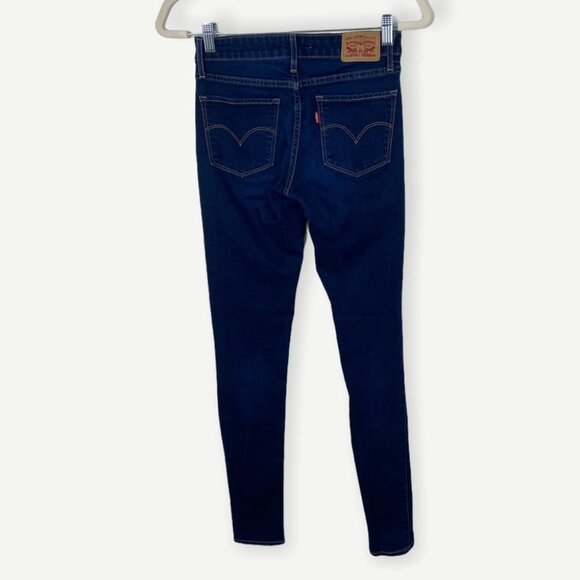 Levis 711 Super Skinny Dark Blue Jeans Indigo Size 25 Stretch Denim‎ High Rise - Picture 3 of 10